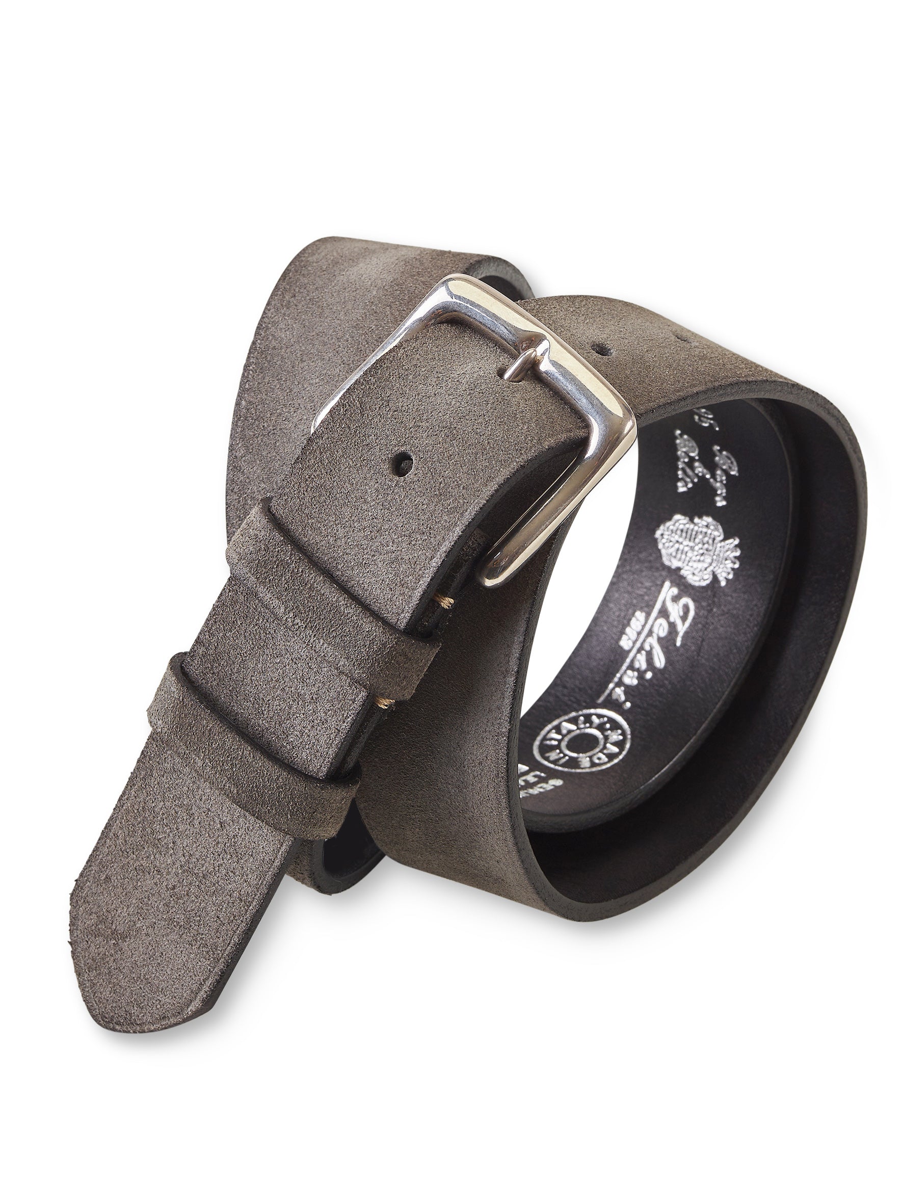 Grey waxed nubuck belt